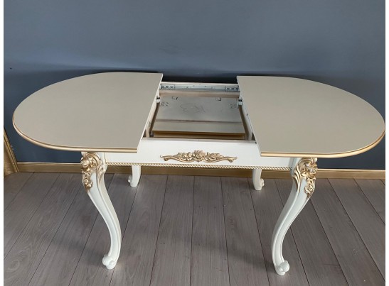 Стол овальный раскладной Розалия (слоновая кость, патина золото)