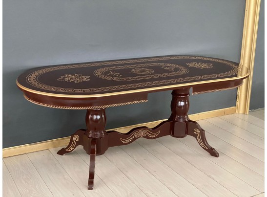 Стол овальный раскладной Милан (орех, золотая патина)