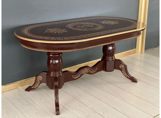 Стол овальный раскладной Милан (орех, золотая патина)