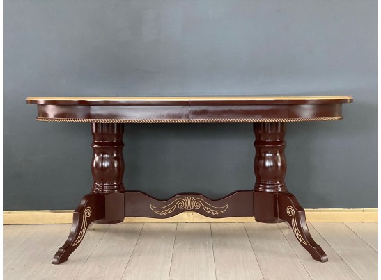 Стол овальный раскладной Милан (орех, золотая патина)