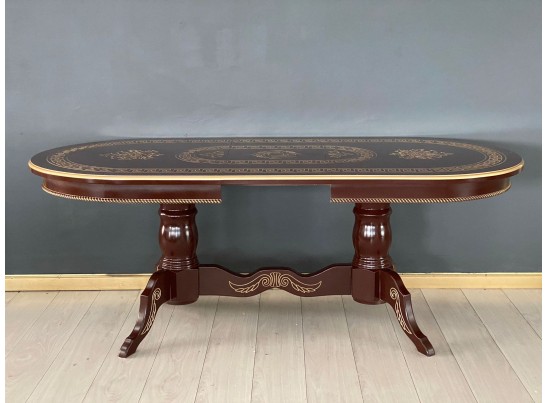 Стол овальный раскладной Милан (орех, золотая патина)