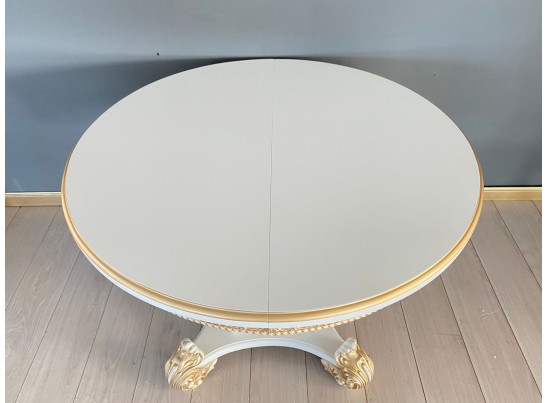 Стол круглый раскладной Изабелла 110(140) (белый, патина золото)