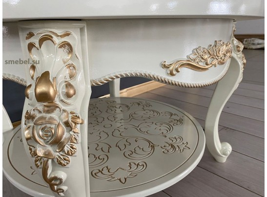 Стол журнальный круглый Жасмин (слоновая кость, патина золото) Стол журнальный круглый Жасмин (слоновая кость, патина золото)