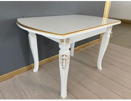 Стол прямоугольный раскладной Рим (белый, патина золото)