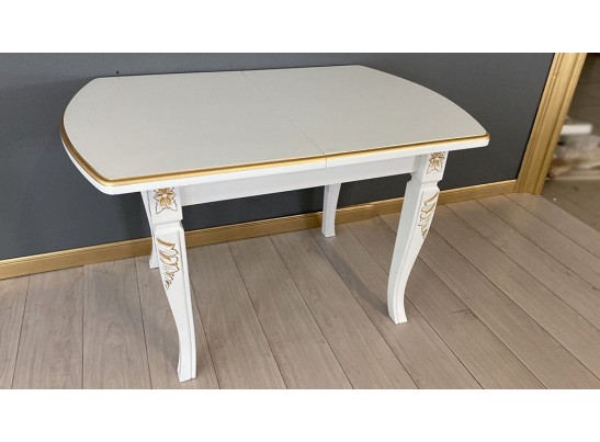 Стол прямоугольный раскладной Рим (белый, патина золото)
