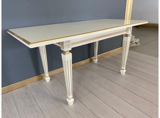 Стол прямоугольный раскладной Инфинити (слоновая кость, патина золото)