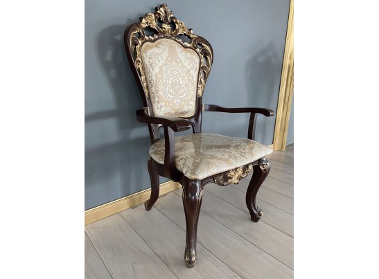 Стул Роза с подлокотниками (темный орех, патина золото)