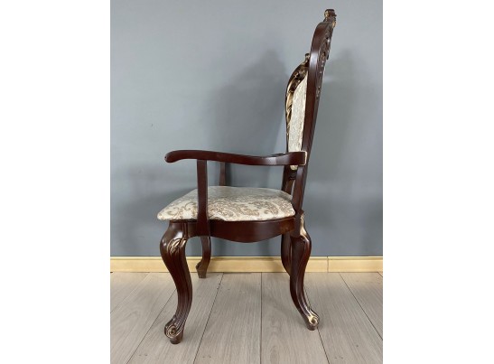 Стул Роза с подлокотниками (темный орех, патина золото)