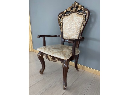 Стул Роза с подлокотниками (темный орех, патина золото)