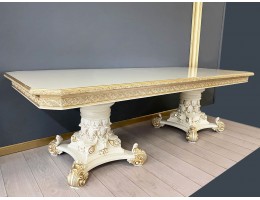 Стол прямоугольный раскладной Версаль (слоновая кость, патина золото)
