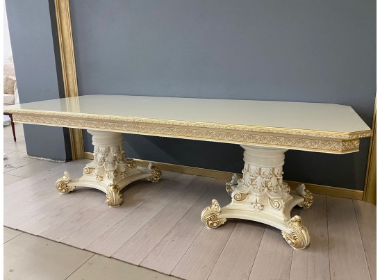 Стол прямоугольный раскладной Версаль (слоновая кость, патина золото)