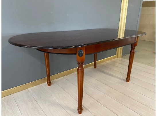 Стол овальный раскладной Азалия (орех с черной патиной, шпон)