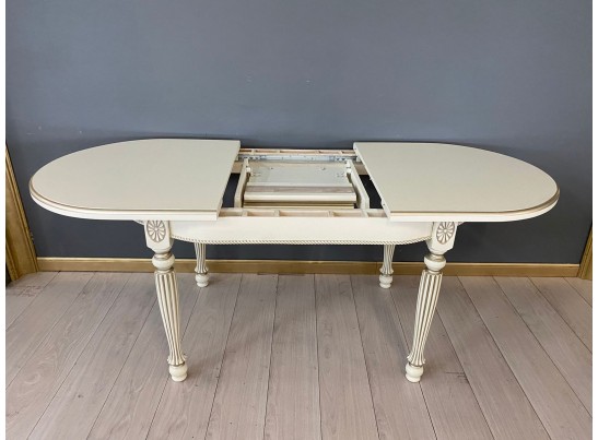 Стол овальный раскладной Азалия (слоновая кость, патина шампань)