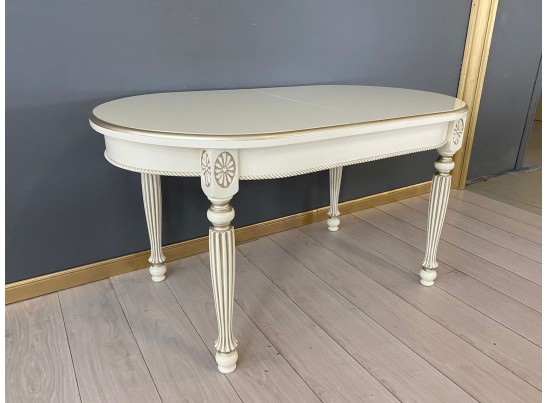 Стол овальный раскладной Азалия (слоновая кость, патина шампань)