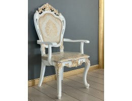 Стул Розалия с подлокотниками (белый, патина золото)