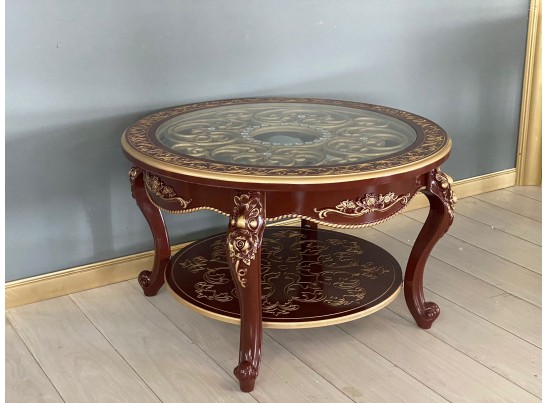 Стол журнальный круглый Жасмин (темный орех, золото) Стол журнальный круглый Жасмин (темный орех, золото)