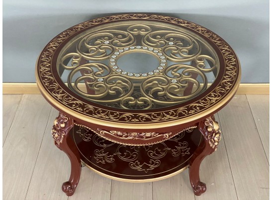 Стол журнальный круглый Жасмин (темный орех, золото) Стол журнальный круглый Жасмин (темный орех, золото)