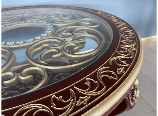 Стол журнальный круглый Жасмин (темный орех, золото) Стол журнальный круглый Жасмин (темный орех, золото)