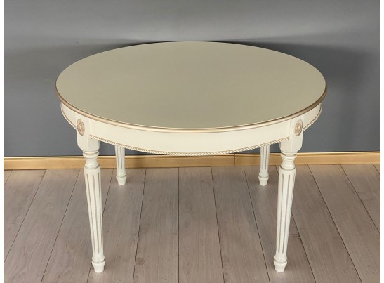 Стол круглый Азалия (слоновая кость, патина шампань)