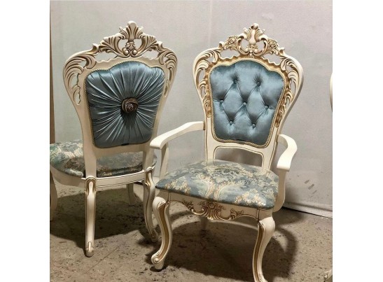 Стул Роза с каретной стяжкой (белый, патина серебро)