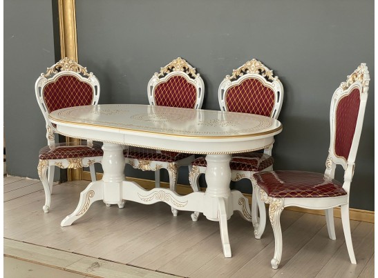 Обеденная группа Стол Милан и стулья Розалия (белый, патина золото) в Ростове-на-Дону