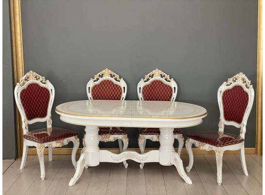 Обеденная группа Стол Милан и стулья Розалия (белый, патина золото) в Ростове-на-Дону