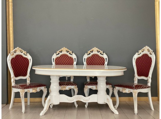 Обеденная группа Стол Милан и стулья Розалия (белый, патина золото) в Ростове-на-Дону