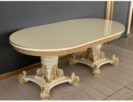 Стол овальный Изабелла (слоновая кость, патина золото)