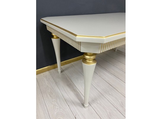 Стол прямоугольный раскладной Грация (лина, патина золото)