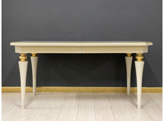 Стол прямоугольный раскладной Грация (лина, патина золото)