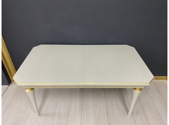 Стол прямоугольный раскладной Грация (лина, патина золото)