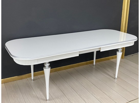 Стол овальный раскладной Грация Тип 2 (белый, патина серебро)