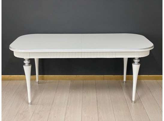 Стол овальный раскладной Грация Тип 2 (белый, патина серебро)