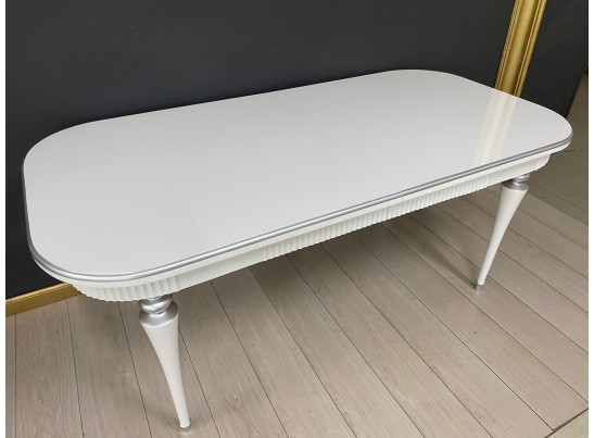 Стол овальный раскладной Грация Тип 2 (белый, патина серебро)