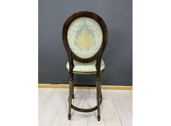 Стул барный Медальон (белый, патина золото)