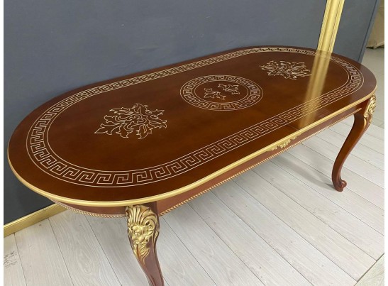 Стол овальный раскладной Милан на 4х ножках (орех, патина золото)