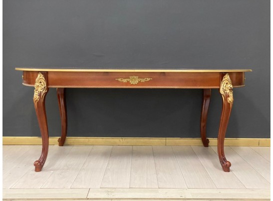 Стол овальный раскладной Милан на 4х ножках (орех, патина золото)