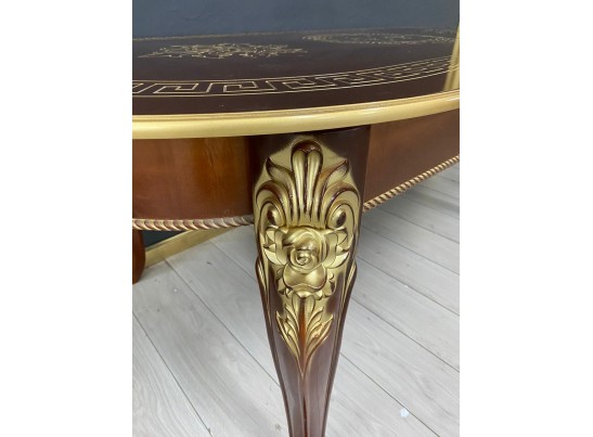 Стол овальный раскладной Милан на 4х ножках (орех, патина золото)