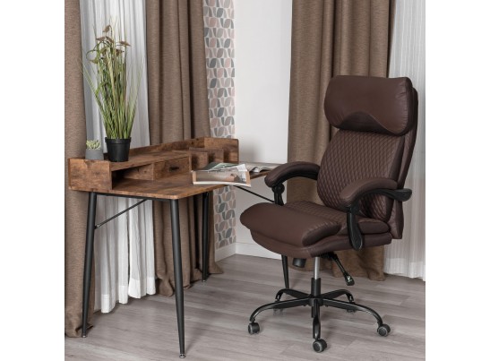 Кресло Чиф Металбл/Chief Metalbl кож/зам/ткань, коричневый/коричневый стеганный, 36-36/36-36 стеганный/TW-24