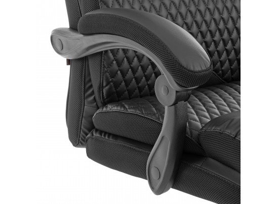 Кресло Чиф Металбл/Chief Metalbl кож/зам/ткань, черный/черный стеганный/черный, 36-6/36-6/TW-11