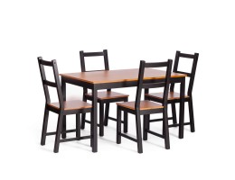 Комплект обеденный Соната/Sonata (стол+4стула) массив сосны, стол: 120х75х75см стул :41х50х95см, антик/чёрный