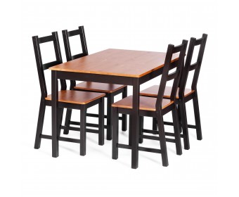 Комплект обеденный Соната/Sonata (стол+4стула) массив сосны, стол: 120х75х75см стул :41х50х95см, антик/чёрный