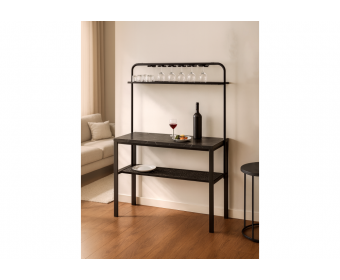 Барный стол Нари 120х50х171 файерстоун / черный матовый