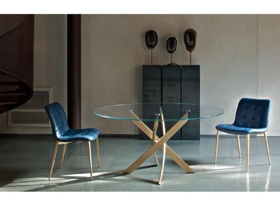 Стол BARONE (01.92) G093 хром/С150 э-бел. гл. стекло, L021алюм.вставка в Ростове-на-Дону