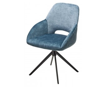 Стул BERRIES 360 град. Синий Loris-37, велюр/ темно-синий 7525-56, велюр/ черный каркас, DISAUR