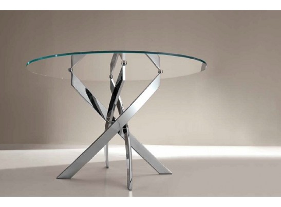 Стол BARONE (01.92) G093 хром/С150 э-бел. гл. стекло, L021алюм.вставка в Ростове-на-Дону