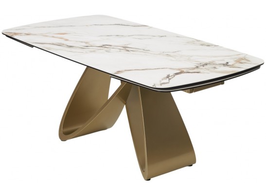 Стол PALACIO 180 KL-188 Контрастный мрамор матовый, итальянская керамика/ Шампань, ®DISAUR в Ростове-на-Дону
