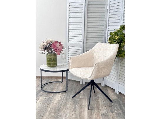 Стул КЛАУДС (CLOUDS) 360 град. поворот. Белый Wales 101, букле/ черный каркас / Товарный знак DISAUR в Ростове-на-Дону