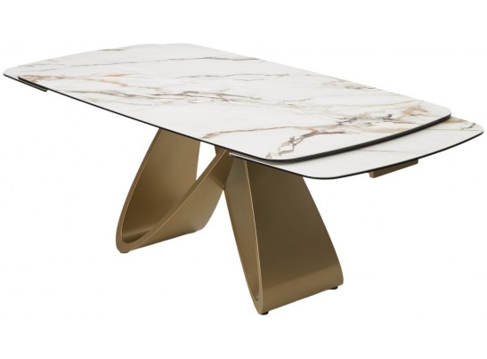 Стол PALACIO 180 KL-188 Контрастный мрамор матовый, итальянская керамика/ Шампань, ®DISAUR в Ростове-на-Дону