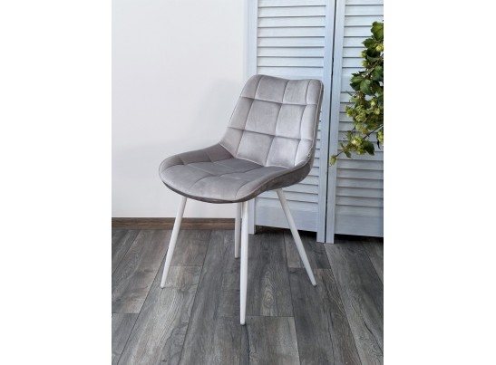 Стул MIAMI G062-37 светло-серый, велюр/ белый каркас в Ростове-на-Дону